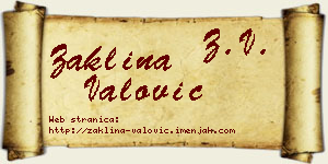 Žaklina Valović vizit kartica